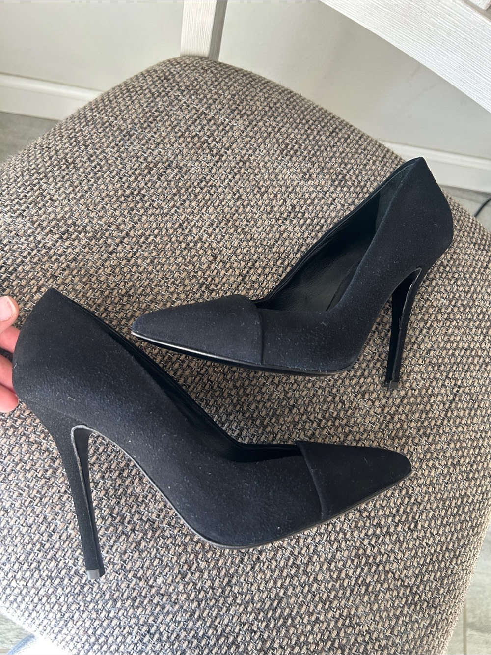 Giuseppe Zanotti Black Suede Pointed Toe Stiletto Pumps Size 37.5 Made in Italy - Picture 7 of 11